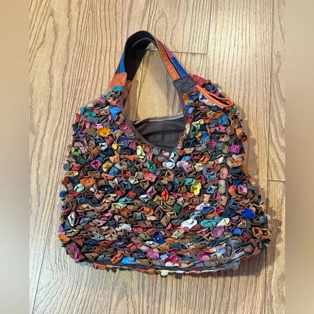 3D Multicolor Floral leather handbag